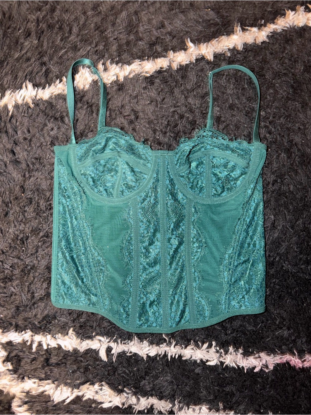 Teal Lace Bustier Top with Adjustable Straps - Women Tops